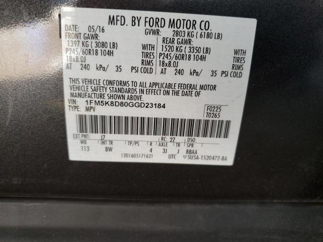 Photo 12 VIN: 1FM5K8D80GGD23184 - FORD EXPLORER 