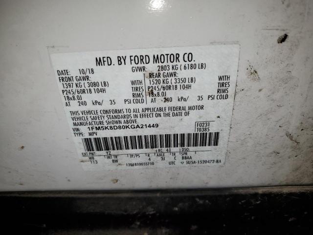 Photo 12 VIN: 1FM5K8D80KGA21449 - FORD EXPLORER X 