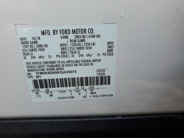 Photo 12 VIN: 1FM5K8D80KGA35075 - FORD EXPLORER X 