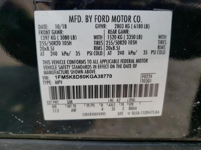 Photo 13 VIN: 1FM5K8D80KGA38770 - FORD EXPLORER X 