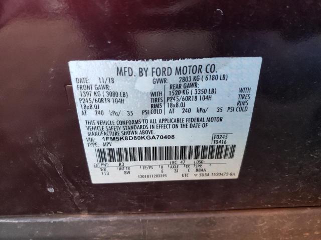 Photo 13 VIN: 1FM5K8D80KGA70408 - FORD EXPLORER X 