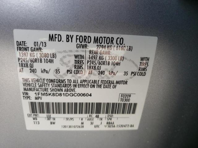 Photo 9 VIN: 1FM5K8D81DGC00604 - FORD EXPLORER X 