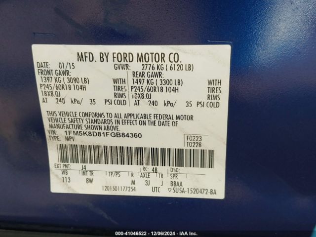 Photo 8 VIN: 1FM5K8D81FGB84360 - FORD EXPLORER 