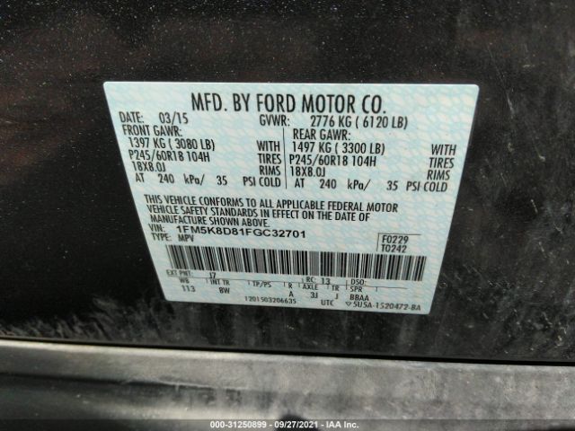 Photo 8 VIN: 1FM5K8D81FGC32701 - FORD EXPLORER 