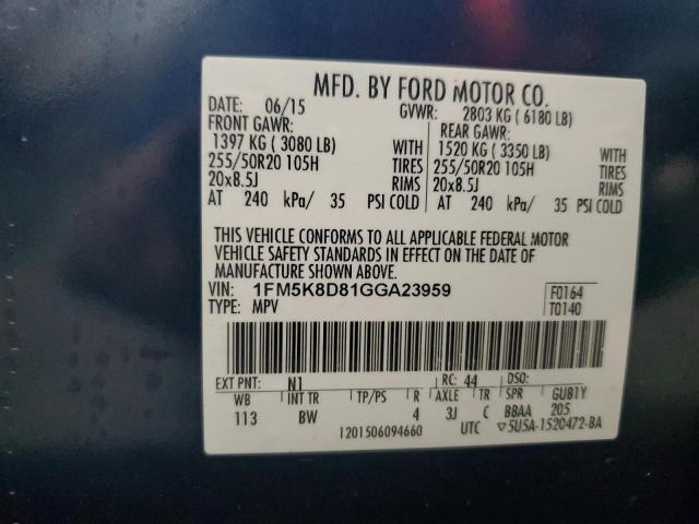 Photo 12 VIN: 1FM5K8D81GGA23959 - FORD EXPLORER 