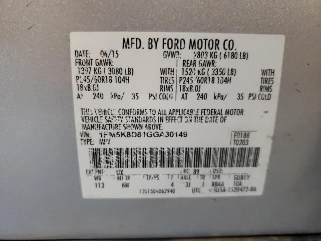 Photo 12 VIN: 1FM5K8D81GGA30149 - FORD EXPLORER 