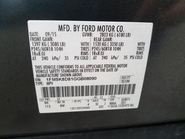 Photo 9 VIN: 1FM5K8D81GGB08090 - FORD EXPLORER X 