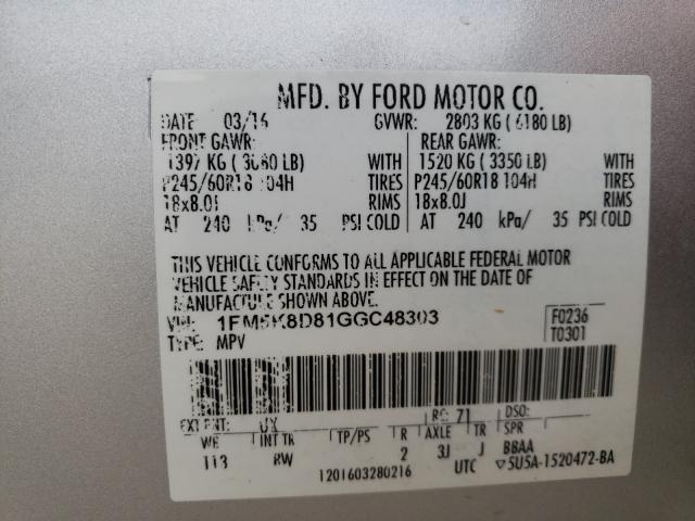 Photo 9 VIN: 1FM5K8D81GGC48303 - FORD EXPLORER X 