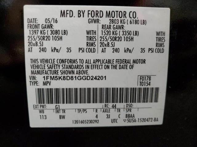 Photo 13 VIN: 1FM5K8D81GGD24201 - FORD EXPLORER 