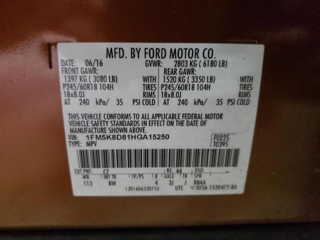 Photo 9 VIN: 1FM5K8D81HGA15250 - FORD EXPLORER X 