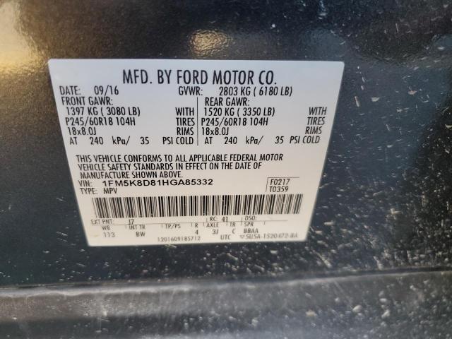 Photo 12 VIN: 1FM5K8D81HGA85332 - FORD EXPLORER X 