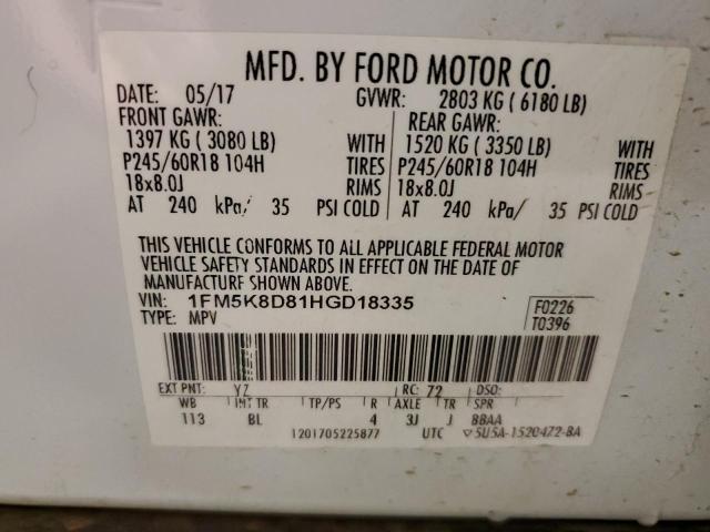 Photo 12 VIN: 1FM5K8D81HGD18335 - FORD EXPLORER 