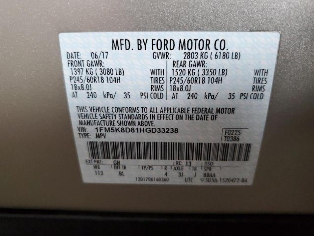 Photo 9 VIN: 1FM5K8D81HGD33238 - FORD EXPLORER X 