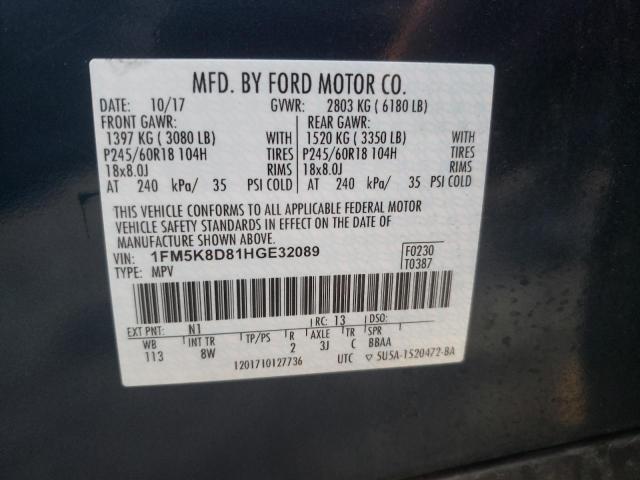 Photo 9 VIN: 1FM5K8D81HGE32089 - FORD EXPLORER X 