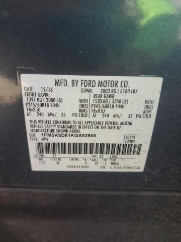 Photo 12 VIN: 1FM5K8D81KGA92868 - FORD EXPLORER X 