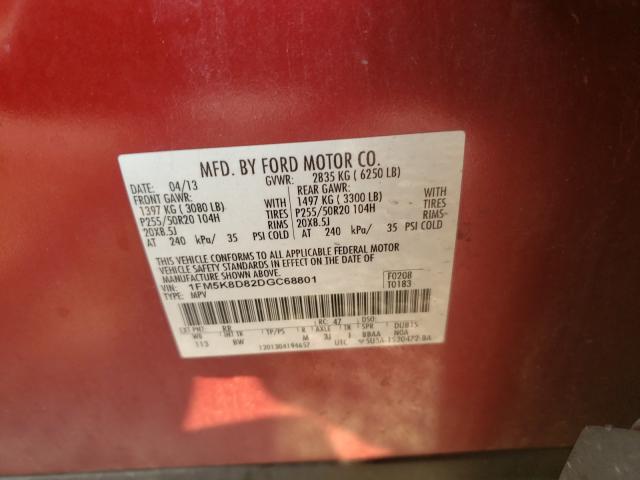 Photo 9 VIN: 1FM5K8D82DGC68801 - FORD EXPLORER X 