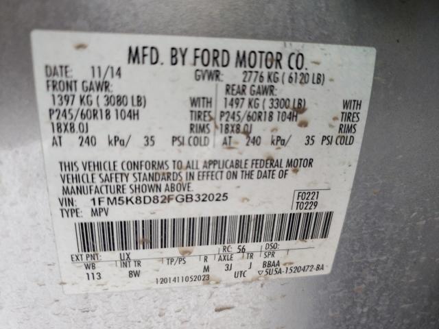 Photo 9 VIN: 1FM5K8D82FGB32025 - FORD EXPLORER X 