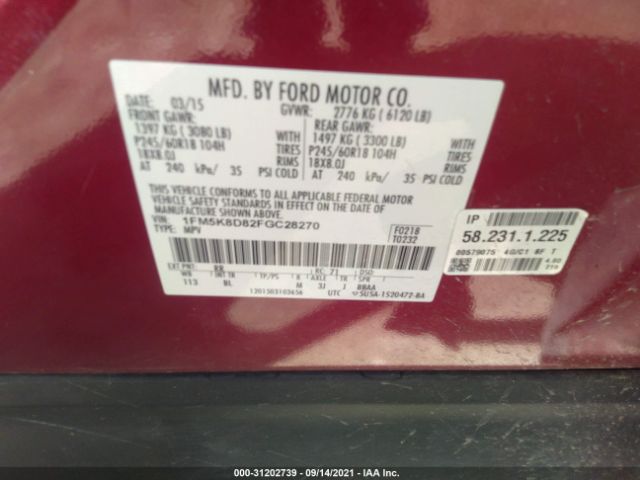 Photo 8 VIN: 1FM5K8D82FGC28270 - FORD EXPLORER 