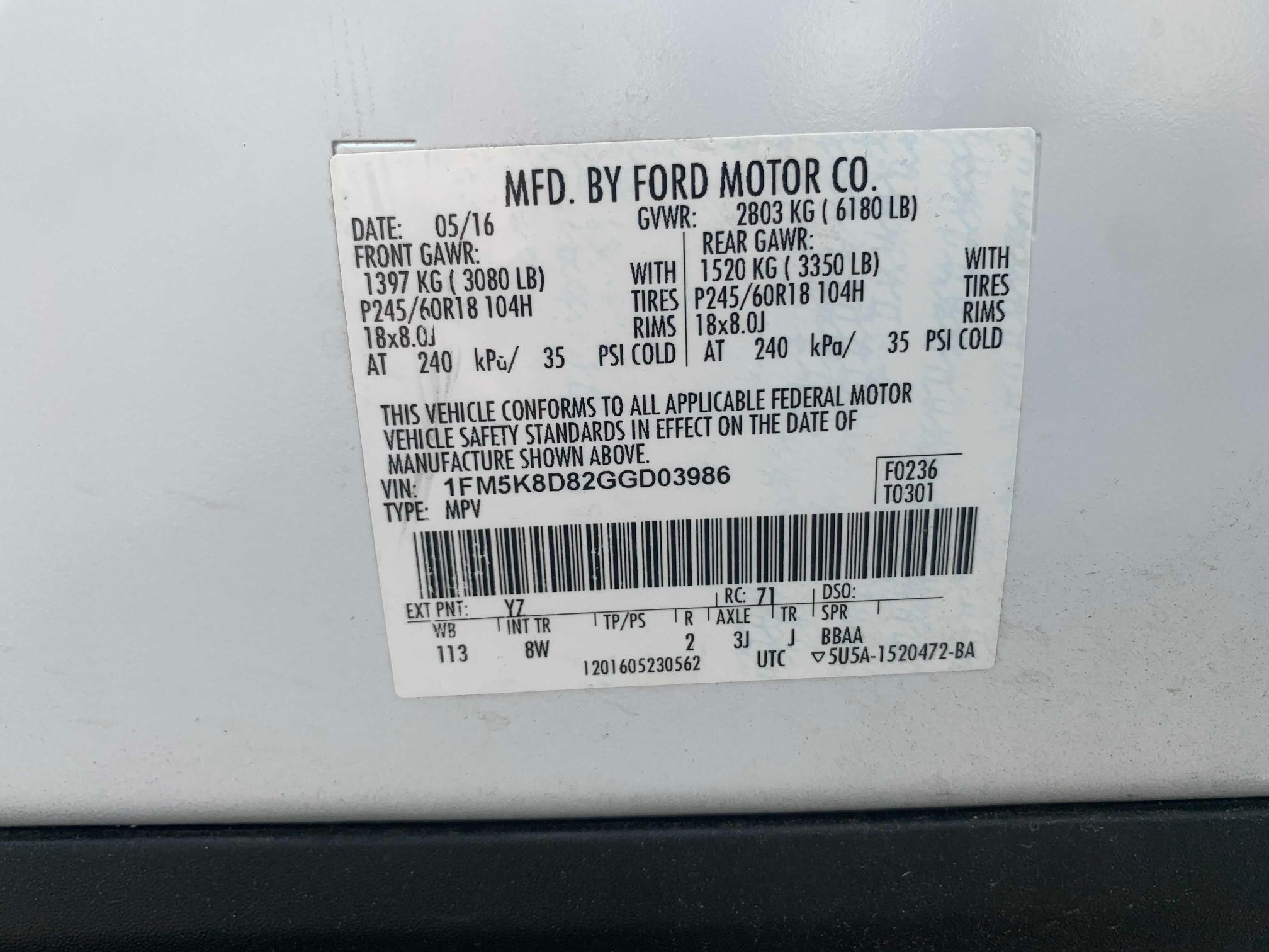 Photo 9 VIN: 1FM5K8D82GGD03986 - FORD EXPLORER X 