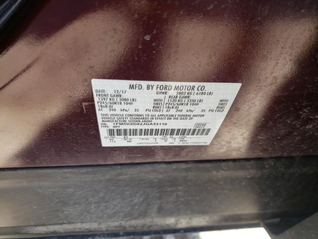 Photo 9 VIN: 1FM5K8D82JGA53110 - FORD EXPLORER X 