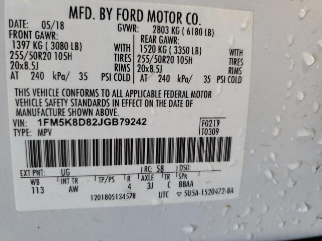 Photo 12 VIN: 1FM5K8D82JGB79242 - FORD EXPLORER X 