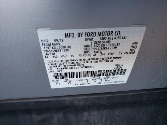 Photo 9 VIN: 1FM5K8D82JGC89417 - FORD EXPLORER 