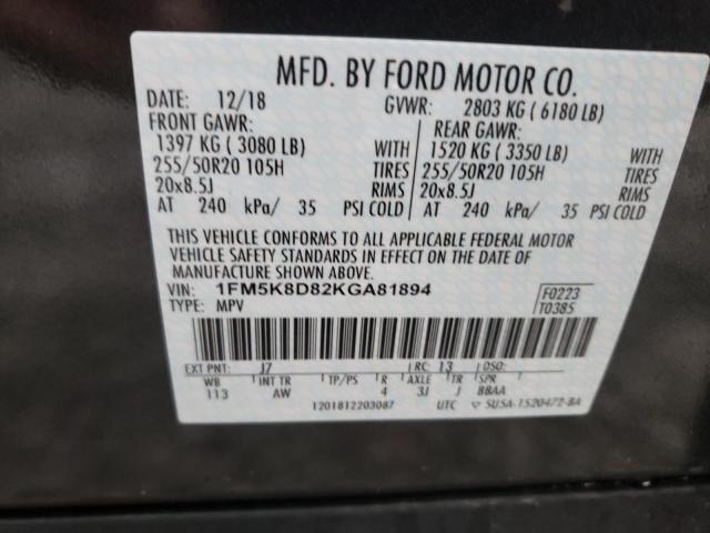 Photo 9 VIN: 1FM5K8D82KGA81894 - FORD EXPLORER X 