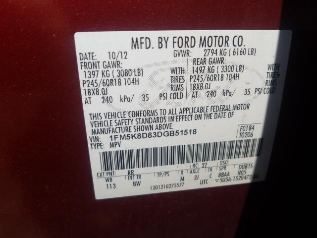 Photo 9 VIN: 1FM5K8D83DGB51518 - FORD EXPLORER X 