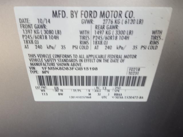 Photo 9 VIN: 1FM5K8D83FGB15198 - FORD EXPLORER X 