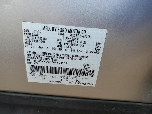 Photo 12 VIN: 1FM5K8D83GGB91151 - FORD EXPLORER 