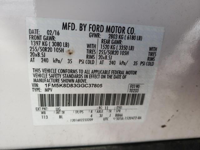 Photo 11 VIN: 1FM5K8D83GGC37805 - FORD EXPLORER 