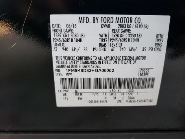 Photo 12 VIN: 1FM5K8D83HGA06002 - FORD EXPLORER X 