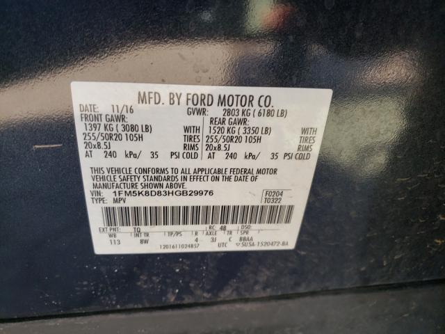 Photo 9 VIN: 1FM5K8D83HGB29976 - FORD EXPLORER 