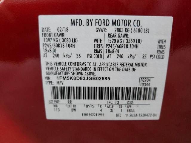 Photo 12 VIN: 1FM5K8D83JGB02685 - FORD EXPLOR XLT 