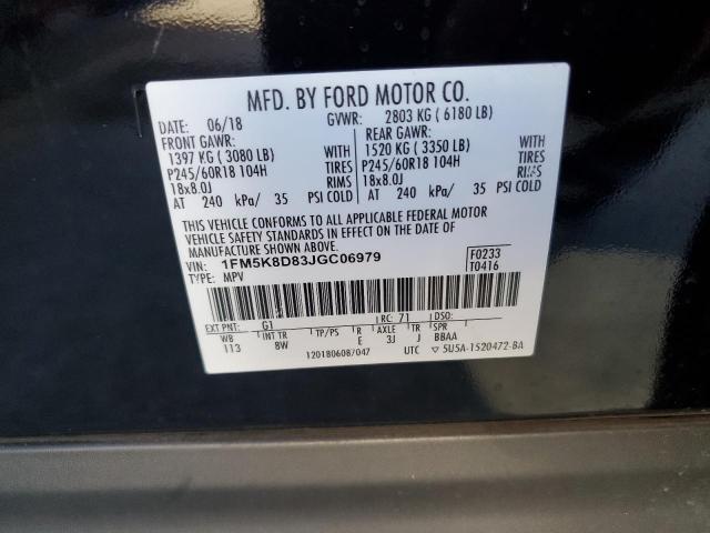 Photo 9 VIN: 1FM5K8D83JGC06979 - FORD EXPLORER X 