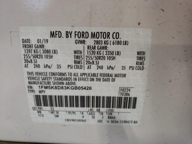 Photo 9 VIN: 1FM5K8D83KGB05426 - FORD EXPLORER X 