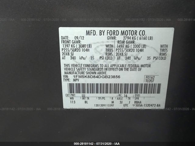 Photo 8 VIN: 1FM5K8D84DGB23856 - FORD EXPLORER 