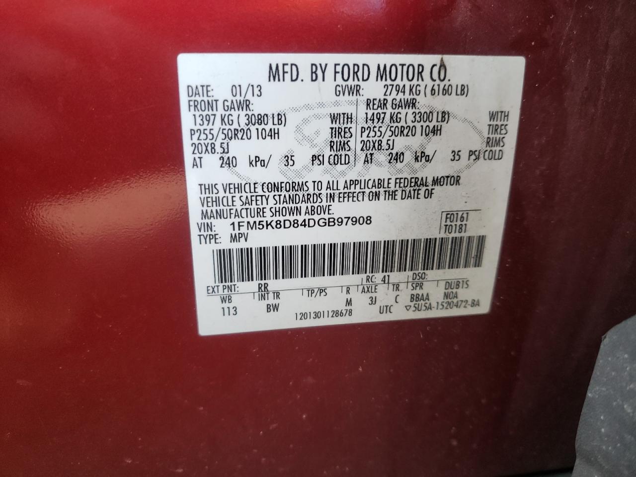 Photo 13 VIN: 1FM5K8D84DGB97908 - FORD EXPLORER 