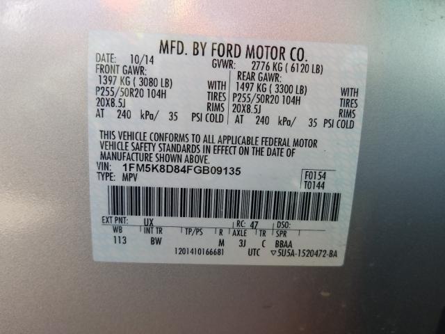 Photo 9 VIN: 1FM5K8D84FGB09135 - FORD EXPLORER X 