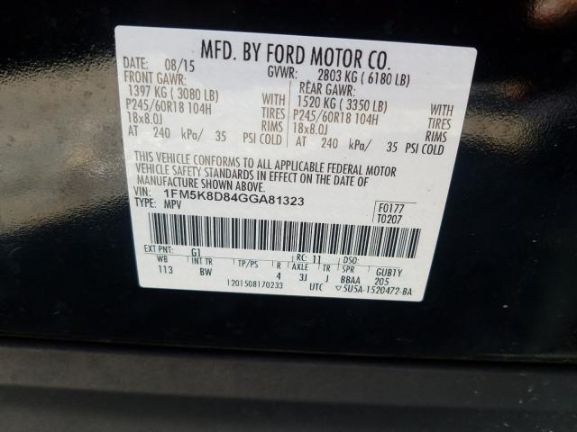 Photo 9 VIN: 1FM5K8D84GGA81323 - FORD EXPLORER X 