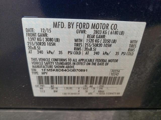 Photo 9 VIN: 1FM5K8D84GGB70891 - FORD EXPLORER X 