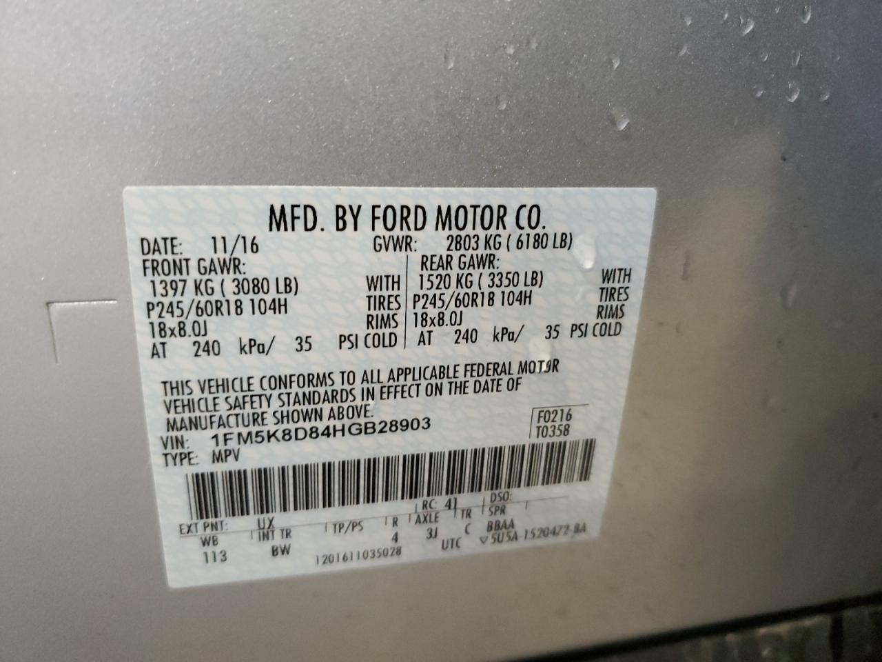 Photo 12 VIN: 1FM5K8D84HGB28903 - FORD EXPLORER 