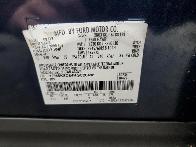 Photo 9 VIN: 1FM5K8D84HGC26488 - FORD EXPLORER X 