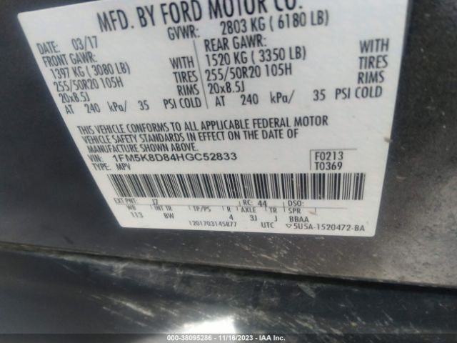 Photo 8 VIN: 1FM5K8D84HGC52833 - FORD EXPLORER 