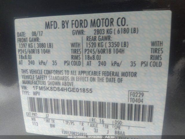 Photo 8 VIN: 1FM5K8D84HGE01855 - FORD EXPLORER 