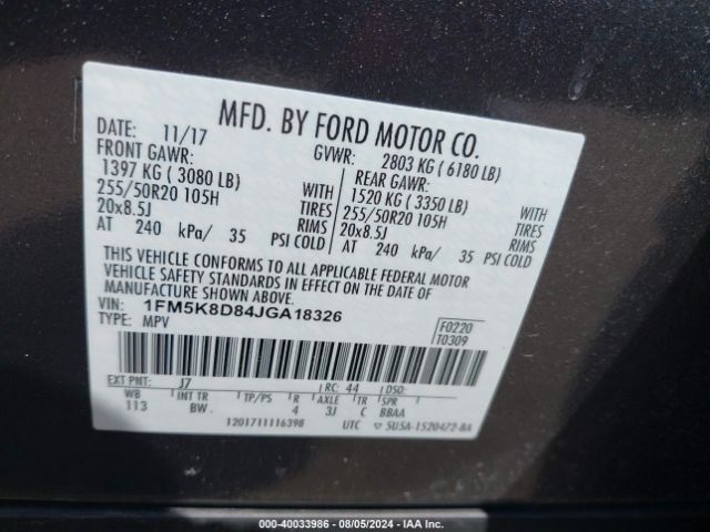 Photo 8 VIN: 1FM5K8D84JGA18326 - FORD EXPLORER 