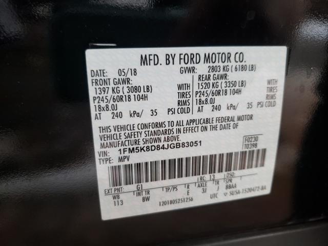 Photo 9 VIN: 1FM5K8D84JGB83051 - FORD EXPLORER X 