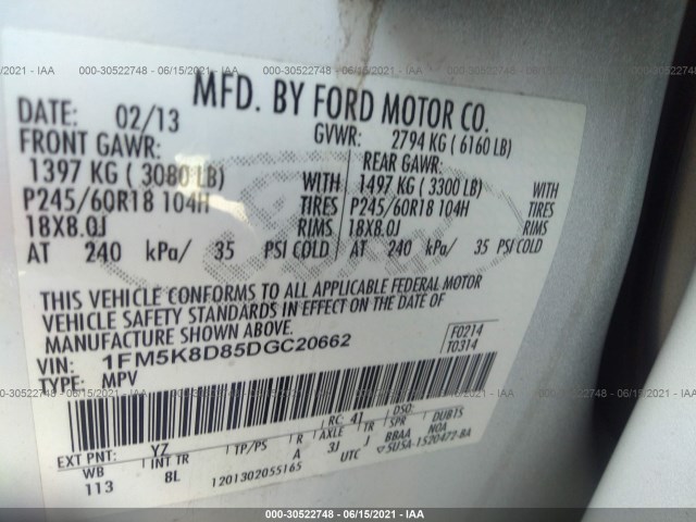 Photo 8 VIN: 1FM5K8D85DGC20662 - FORD EXPLORER 