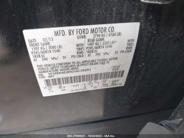 Photo 8 VIN: 1FM5K8D85DGC35291 - FORD EXPLORER 