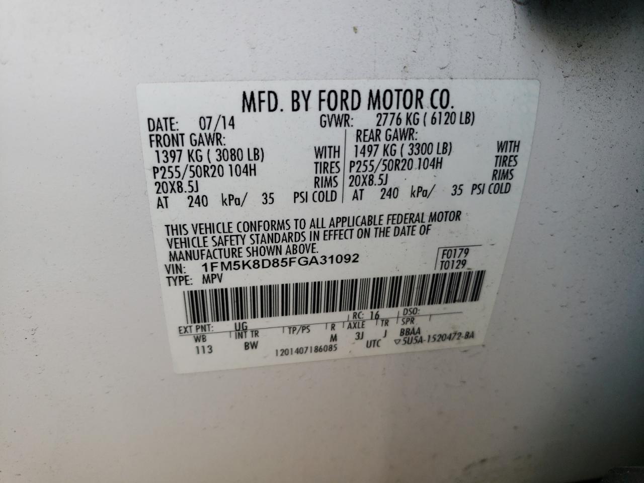 Photo 12 VIN: 1FM5K8D85FGA31092 - FORD EXPLORER 